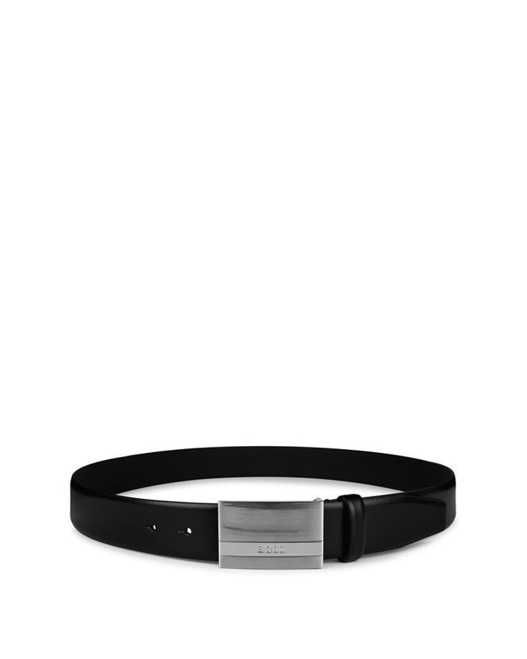 Boss Black Baxton Brushed Metal Plaque Belt for men