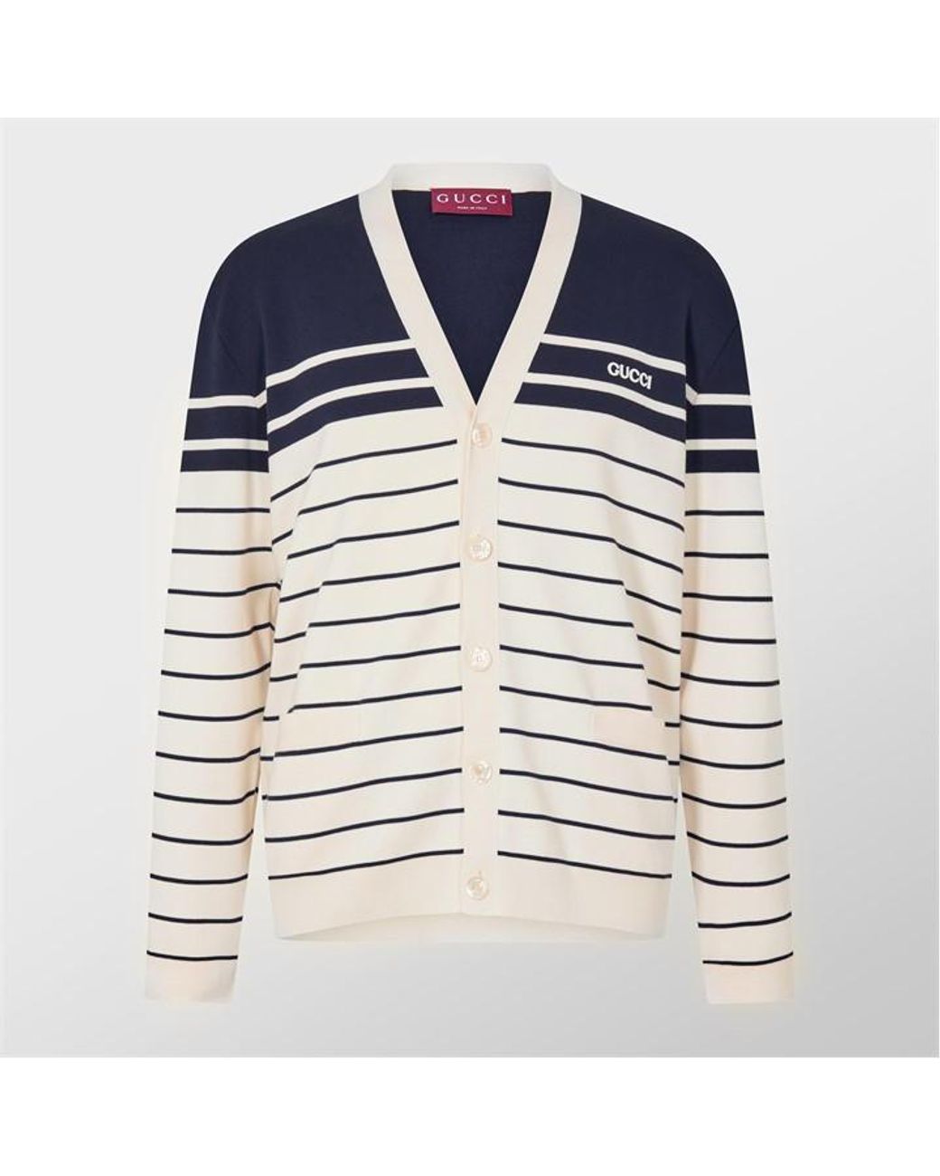 Gucci Blue Striped Knit Cotton Cardigan for men