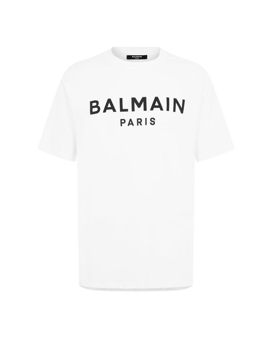 Balmain White Paris Print Logo Cotton T-Shirt for men