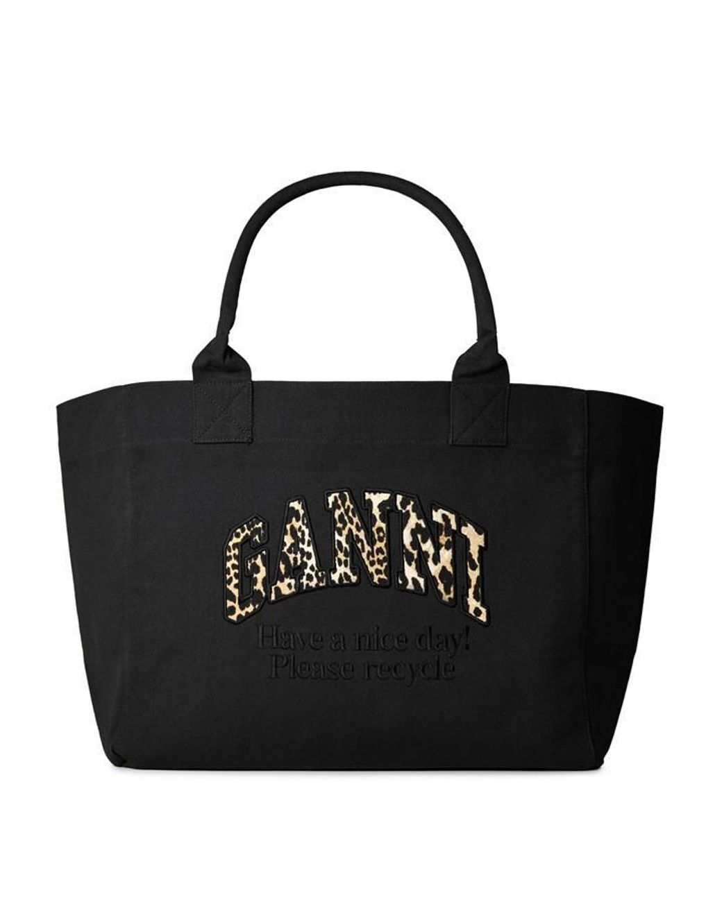 Ganni Black Xxl Logo Tote Bag