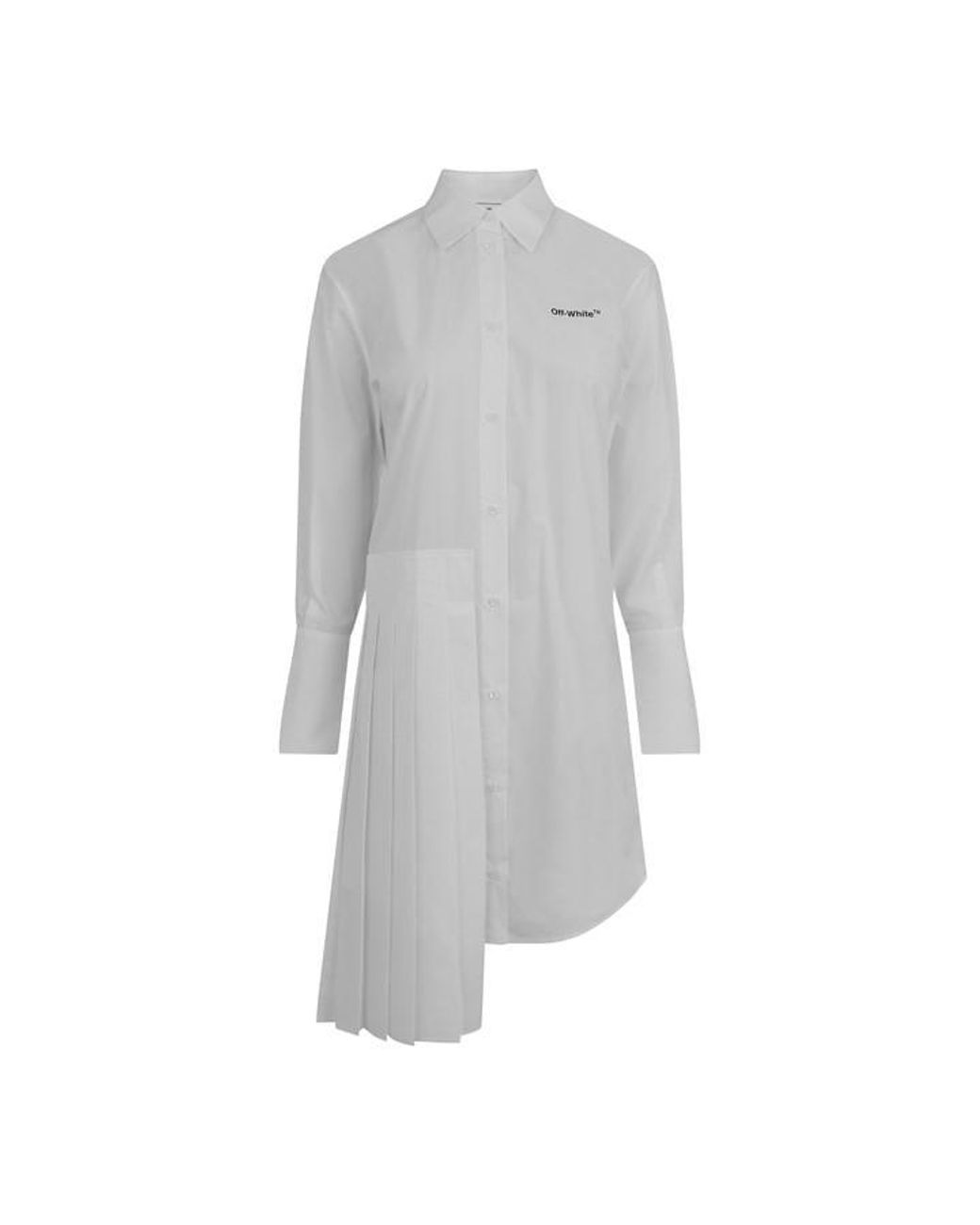 Off-White c/o Virgil Abloh Gray Off Diag Plisse Collared Knee Length Dress
