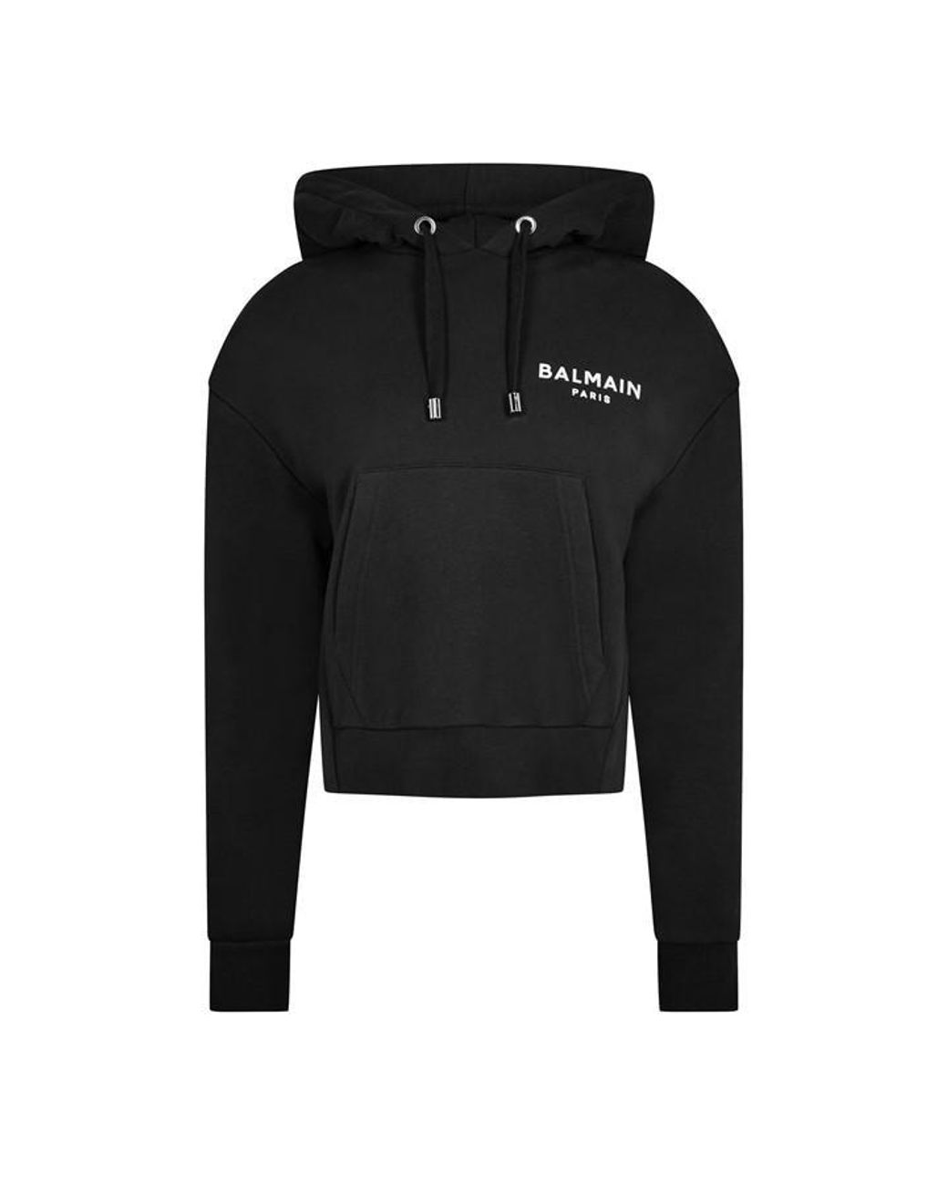Balmain Black Logo Cotton Drawstring Hoodie