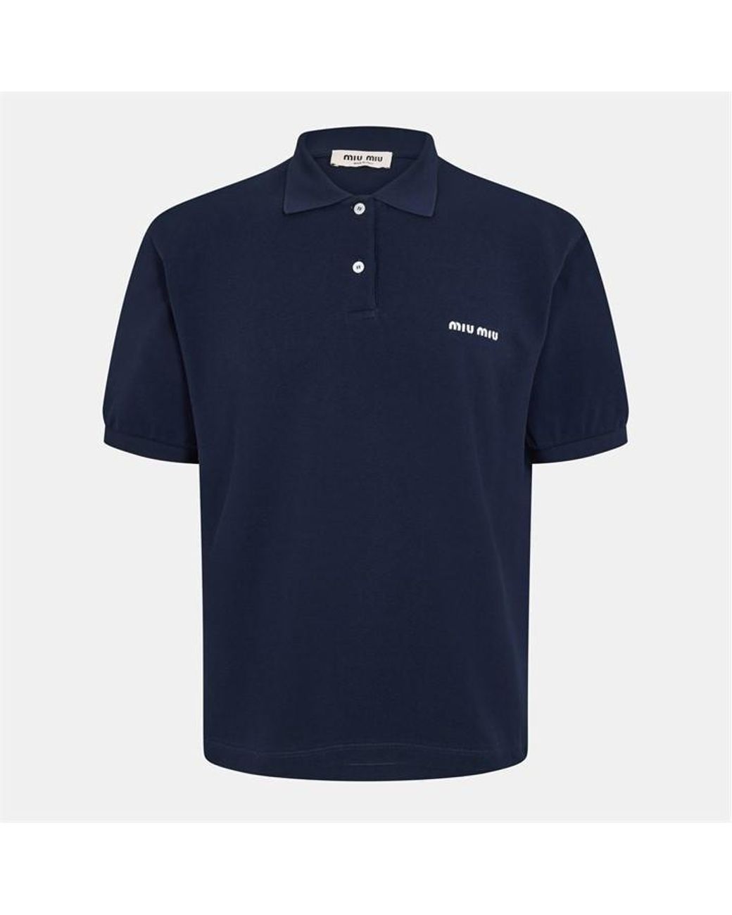 Miu Miu Blue Piquet Short Sleeve Polo Shirt for men