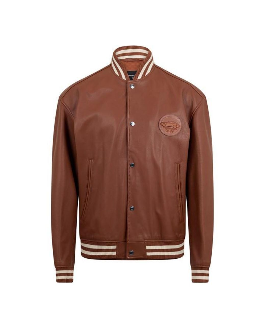 Boss Brown Morlops Leather Jacket for men