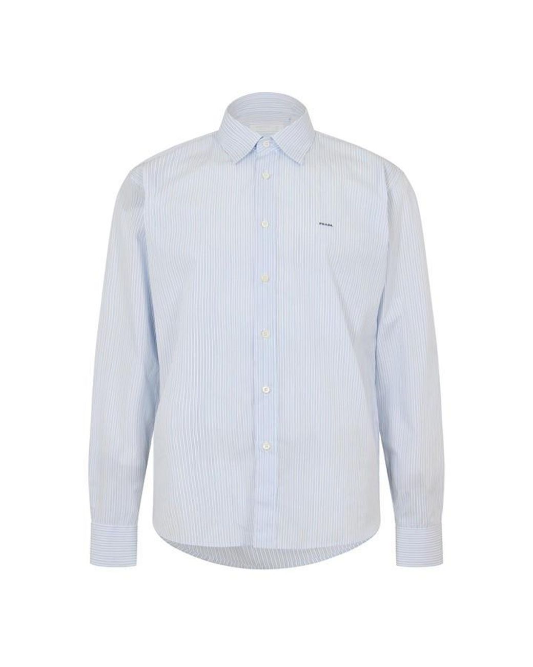 Prada Blue Long Sleeve Patterned Shirt for men
