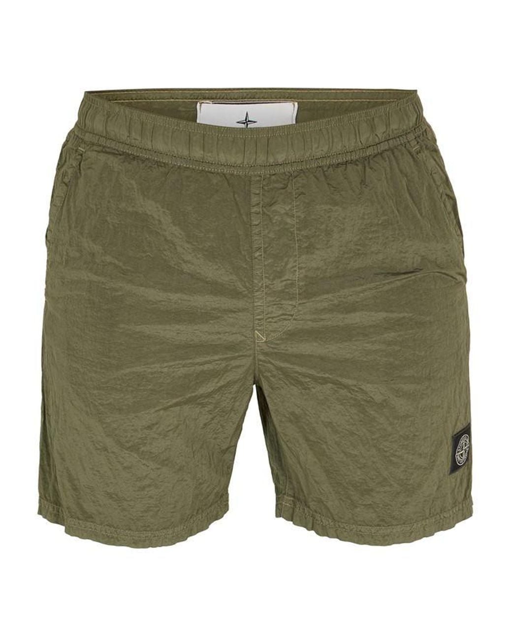 Stone Island Green Iridescent Nylon Swim Trunks for men