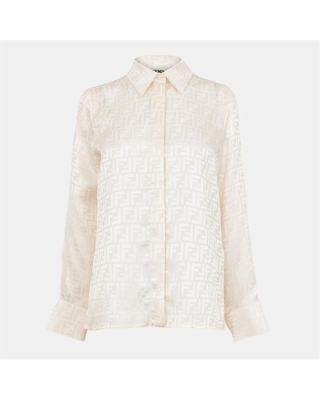 Fendi White Ff Satin Long Sleeve Blouse for men