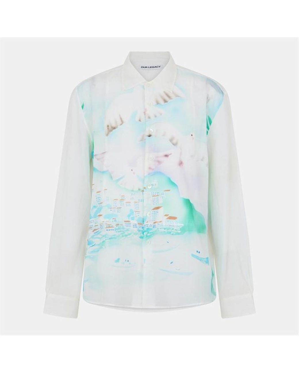 Our Legacy Blue Patterned Long Sleeve Shirt for men
