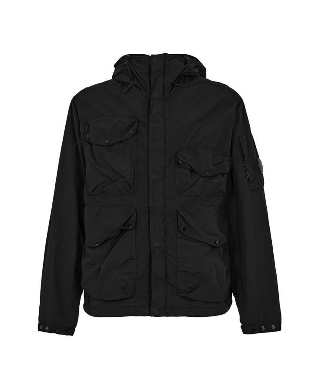 C P Company Black Flatt Nylon Google Jacket for men