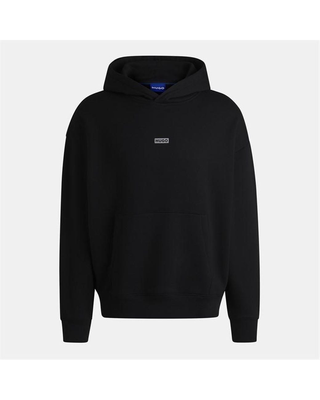 HUGO Black Nazardo Drawstring Hoodie With Modern Logo Detail for men