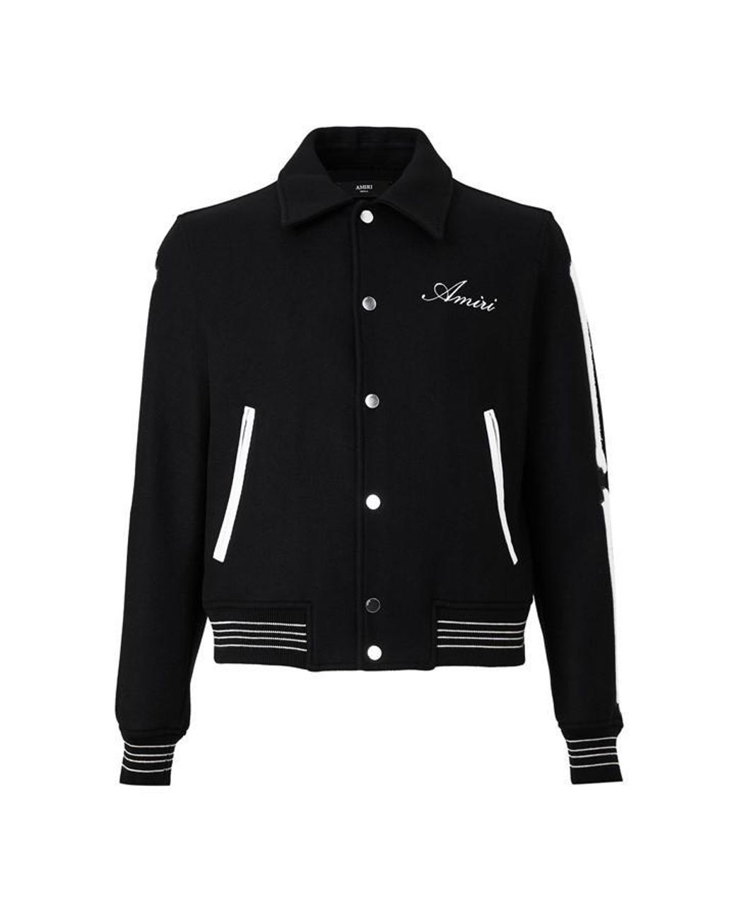 Amiri Black Collared Varsity Jacket for men