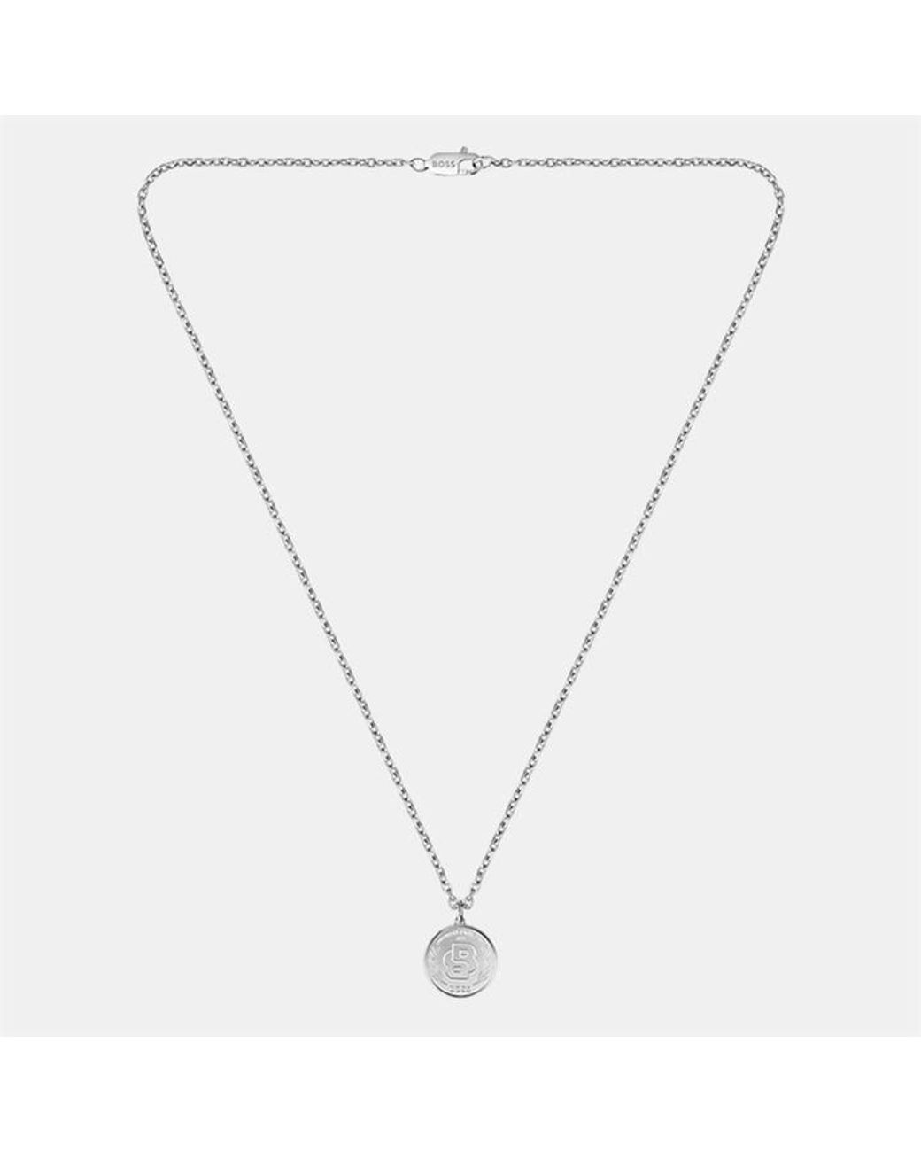 Boss Metallic Gents Double B Medallion Necklace And Bracelet for men