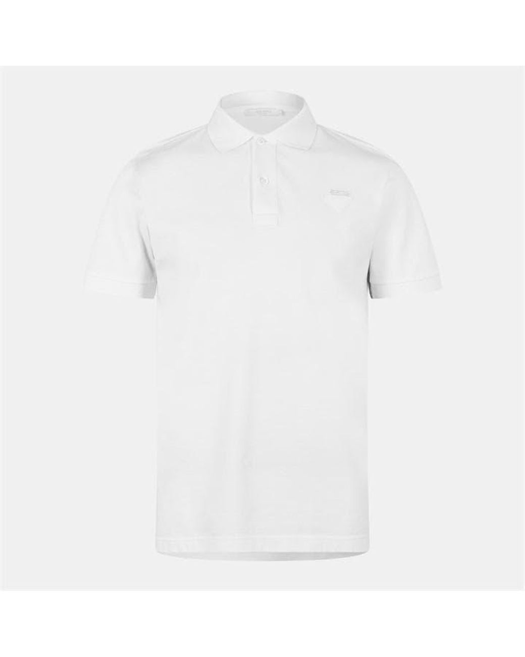 Prada White Logo Cotton Pique Polo Shirt for men