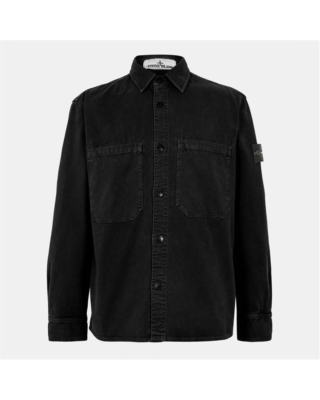 Stone Island Black Button Overshirt for men