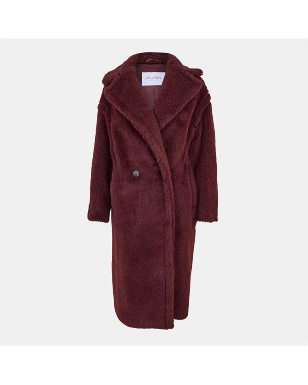 Max Mara Red Soft Loose Fit Teddy Coat