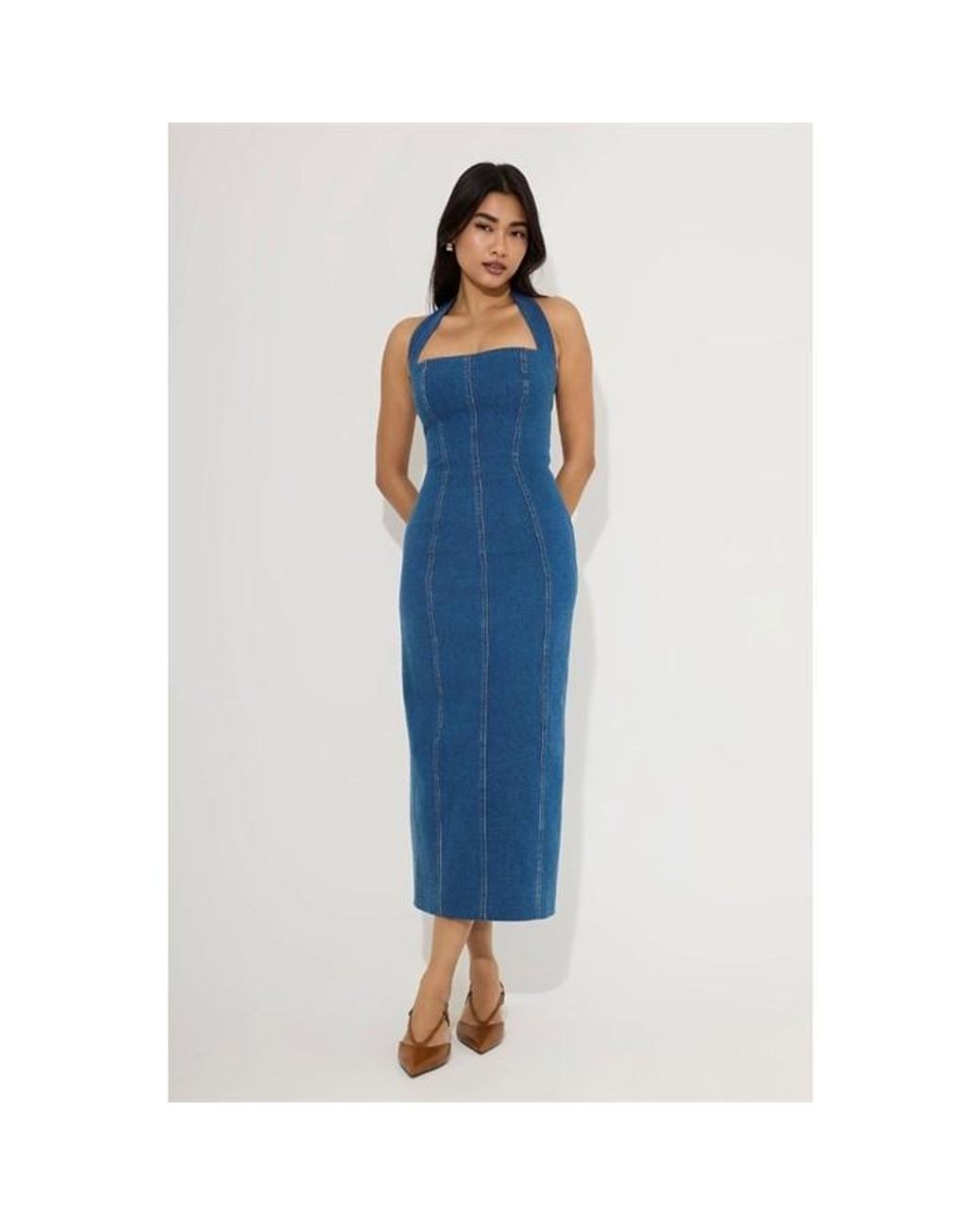 Odd Muse Blue Denim Midi Long Dress
