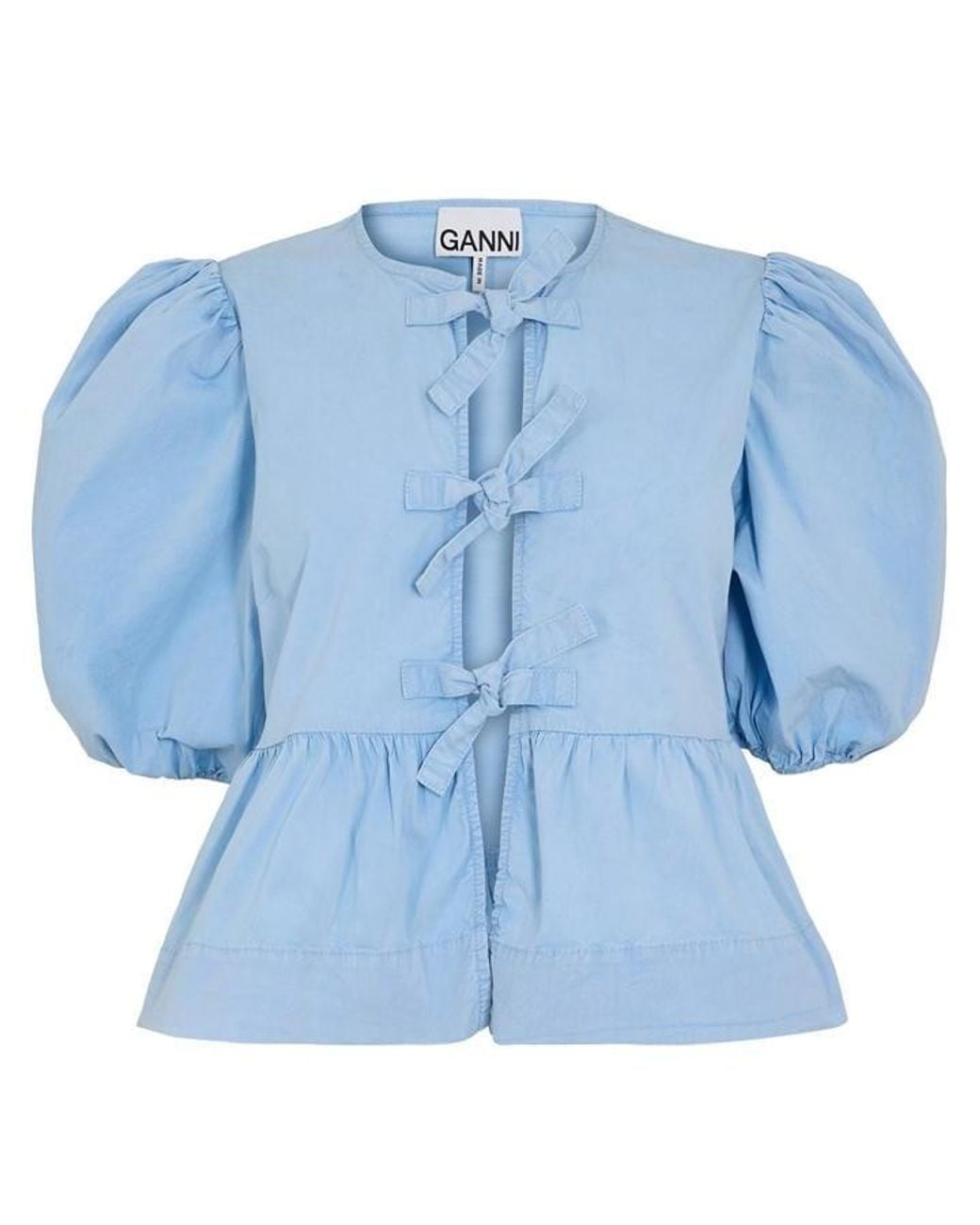 Ganni Blue Peplum Blouse
