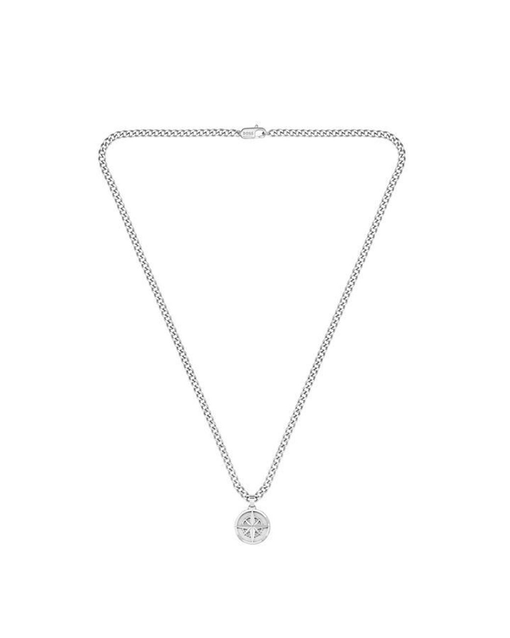 Boss Metallic North Pendant Compass Necklace for men