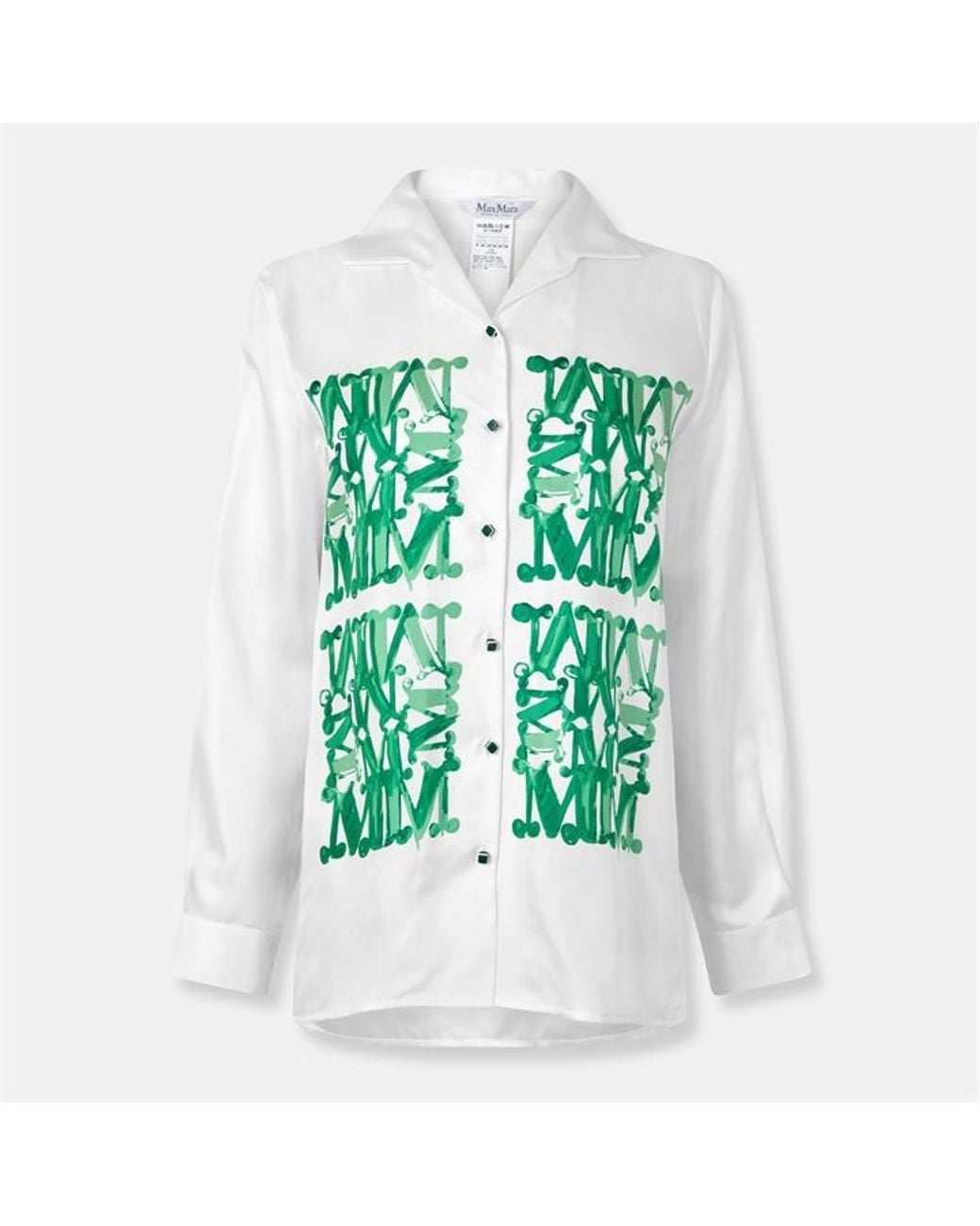 Max Mara Green Patterned Long Sleeve Tailored Shirt