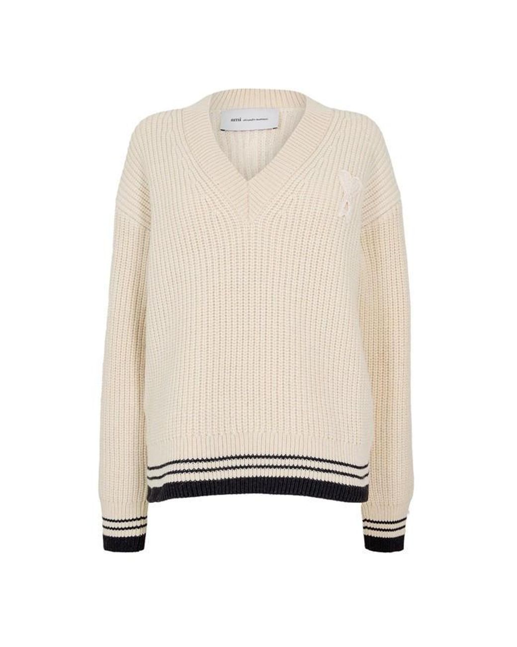 AMI Natural Ami V Neck Jumpr Ld61