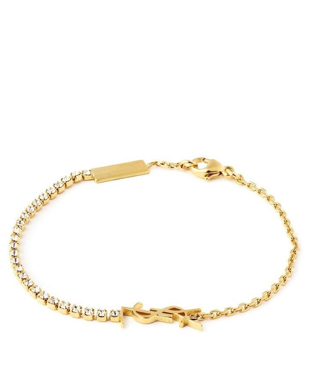 Saint Laurent Metallic Cassandre Charm Bracelet