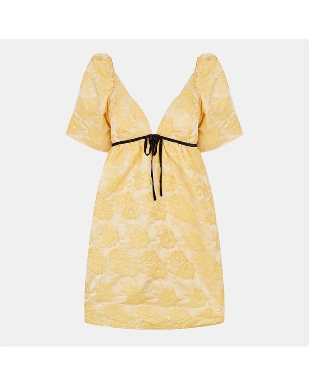 Ganni Yellow Jacquard Mini Dress