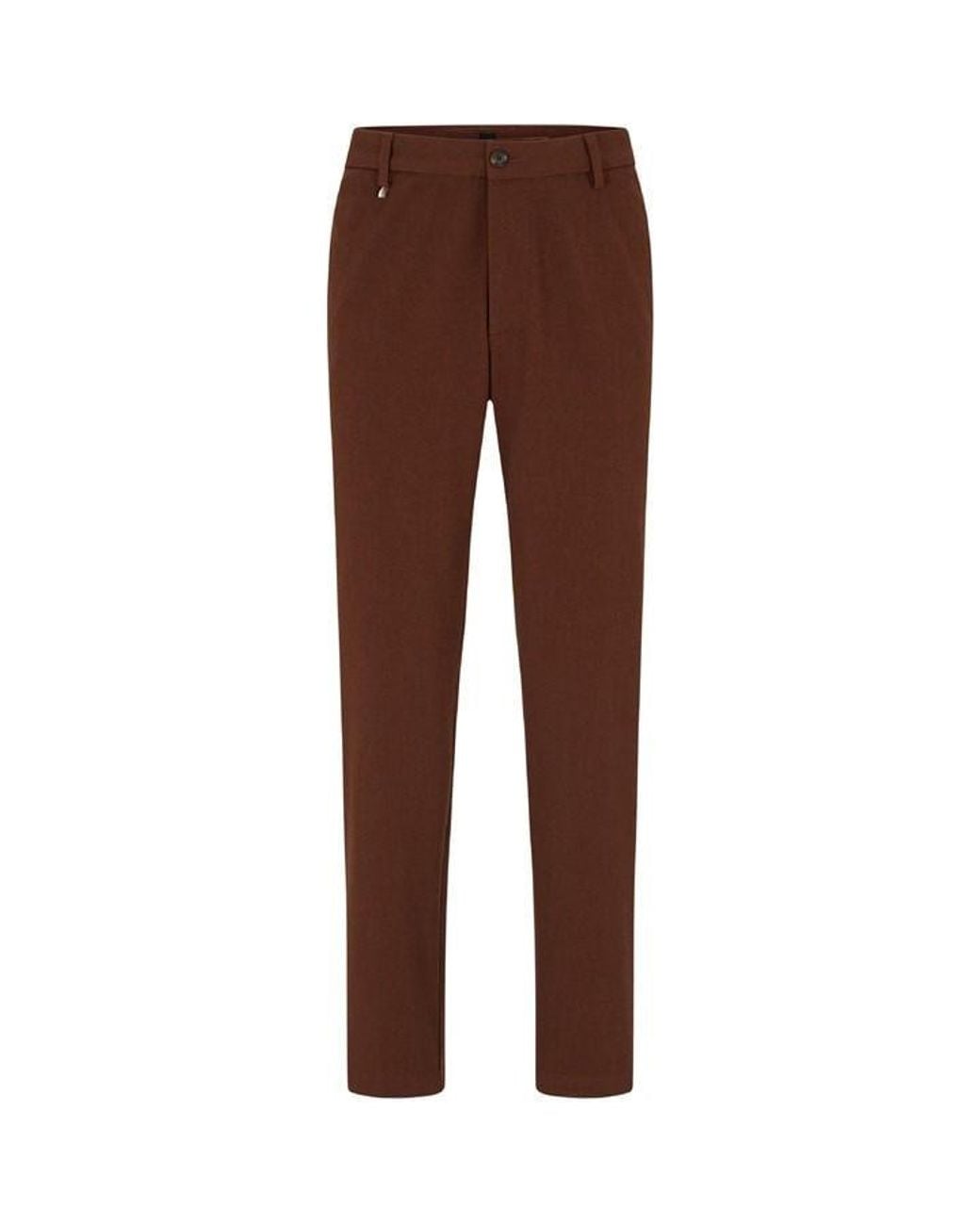 Boss Brown Kane Slim Fit Trousers for men