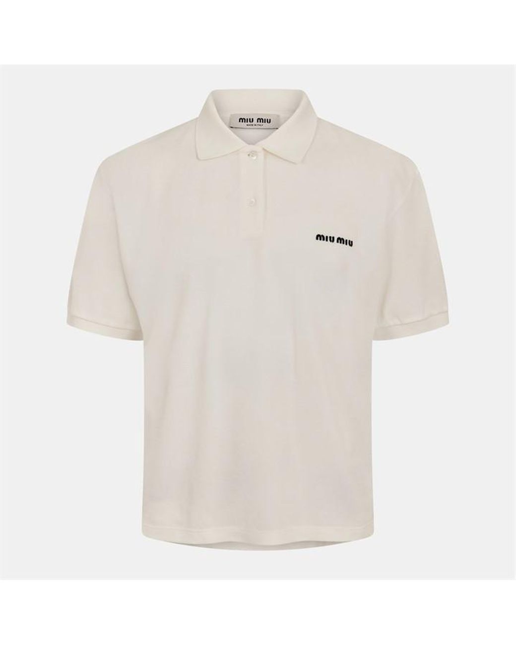Miu Miu White Piquet Short Sleeve Polo Shirt for men