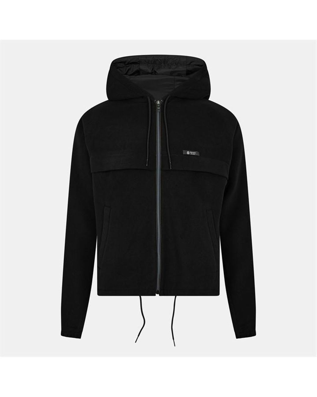 Prada Black Hooded Zip Softshell Jacket for men