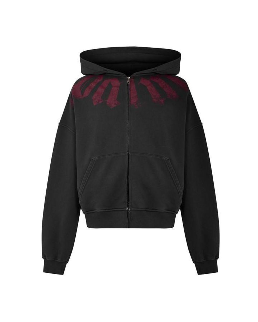 Palm Angels Black Cropped Zip-Up Hoodie for men