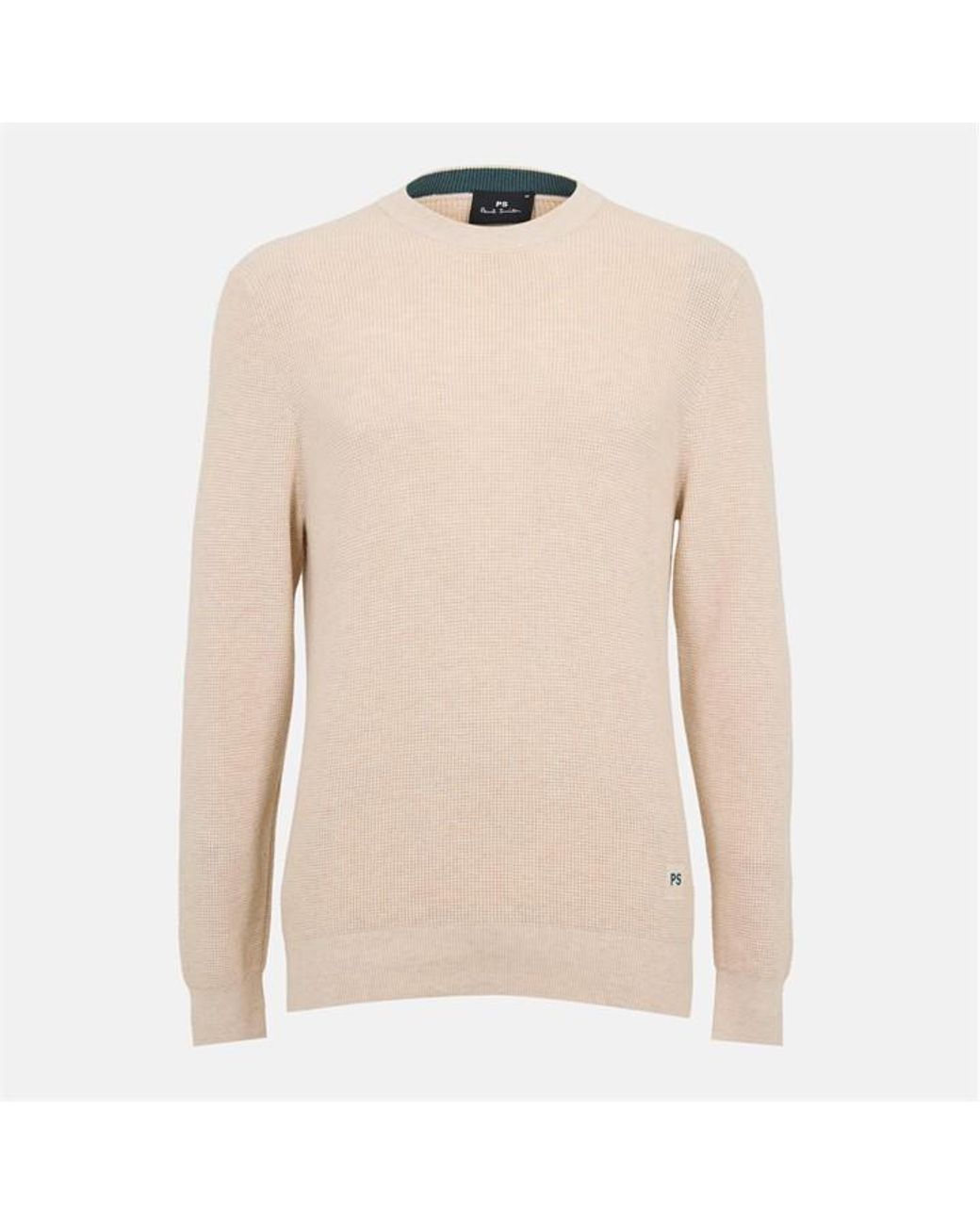 Paul Smith Natural Knitted Patch Relaxed Fit Crew Neck Jumper for men