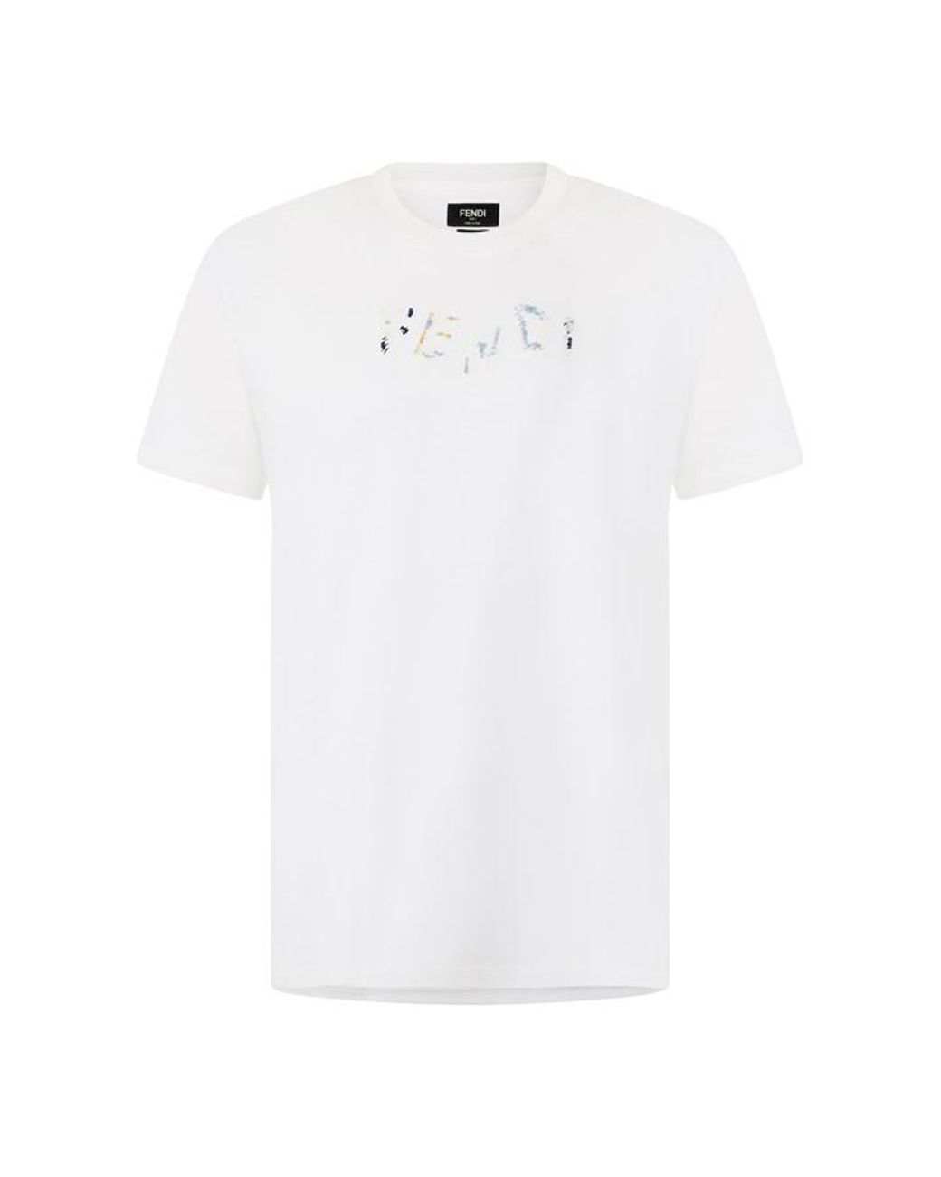 Fendi White Embroid Tee Sn63 for men