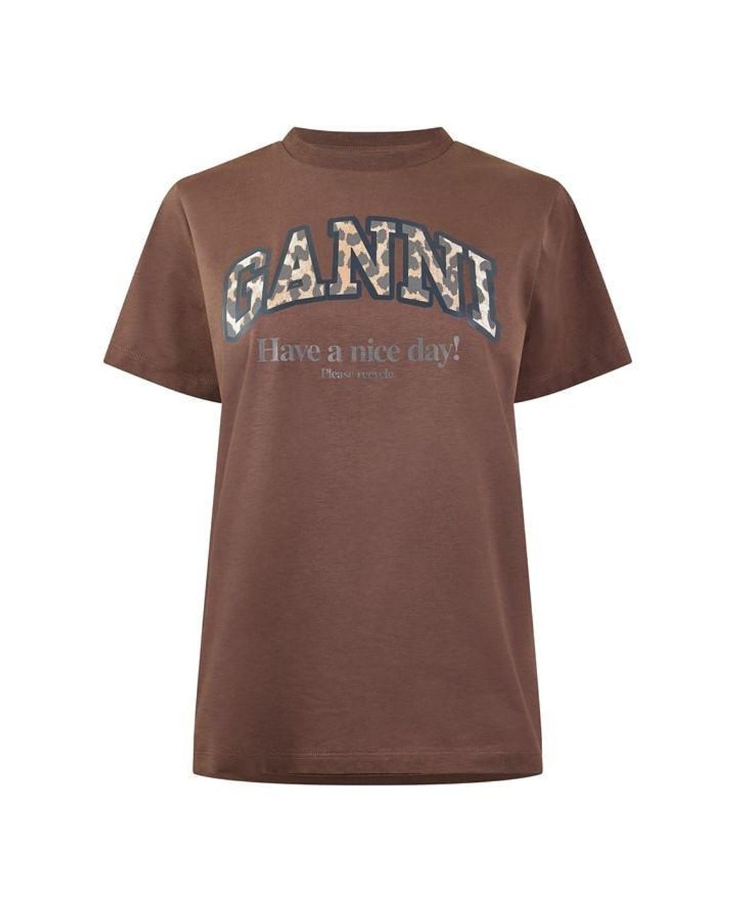 Ganni Brown Graphic T-Shirt