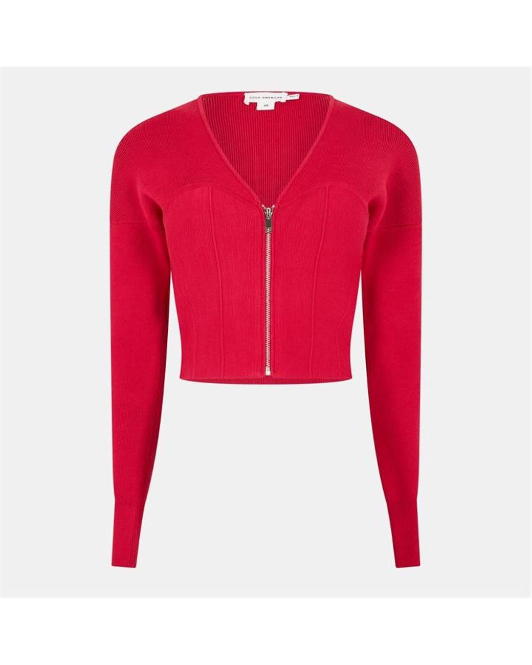 GOOD AMERICAN Red Bustier Sweatshirt