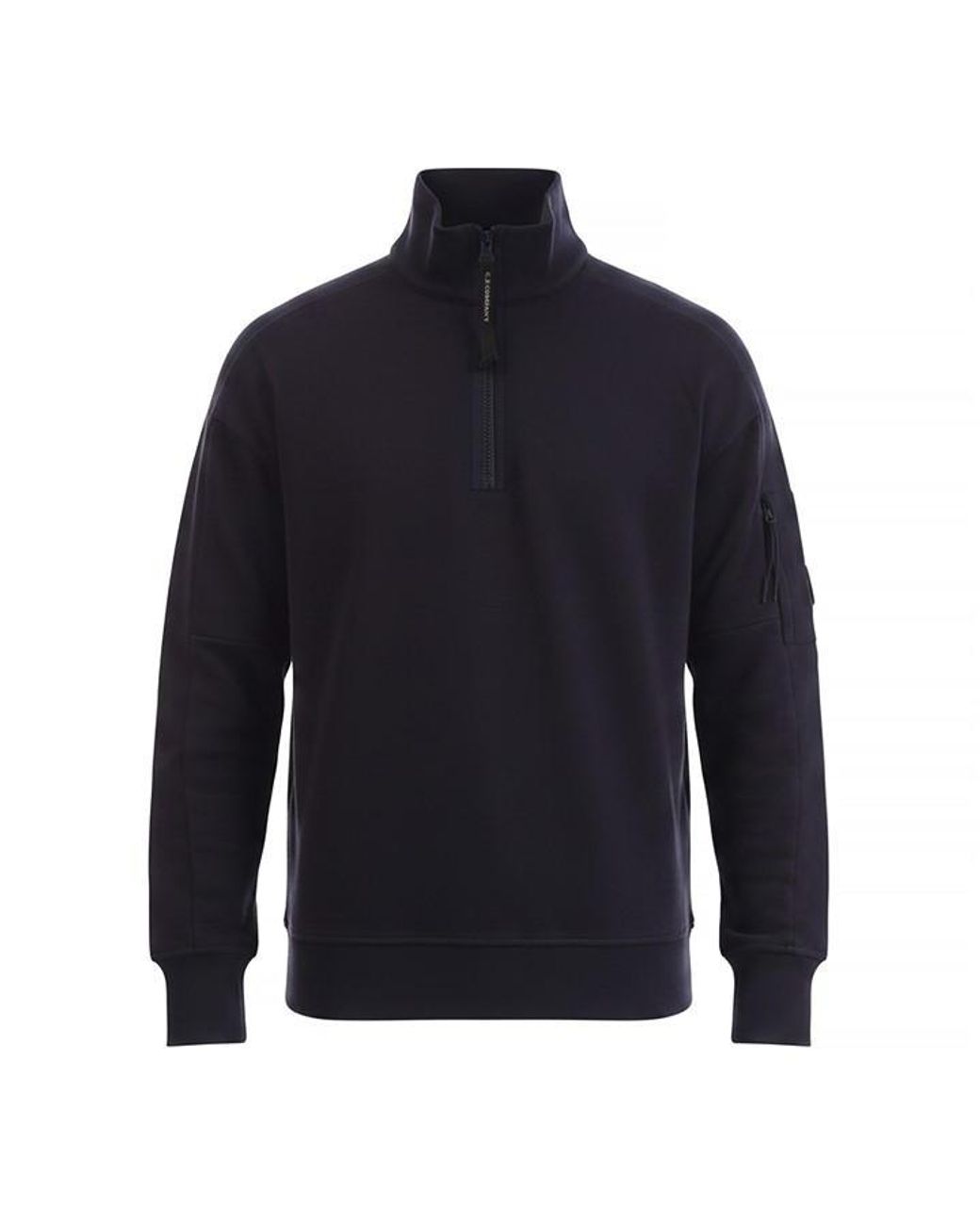 C P Company Blue Diagonal Raised Fleece Half-Zip Sweatshirt for men