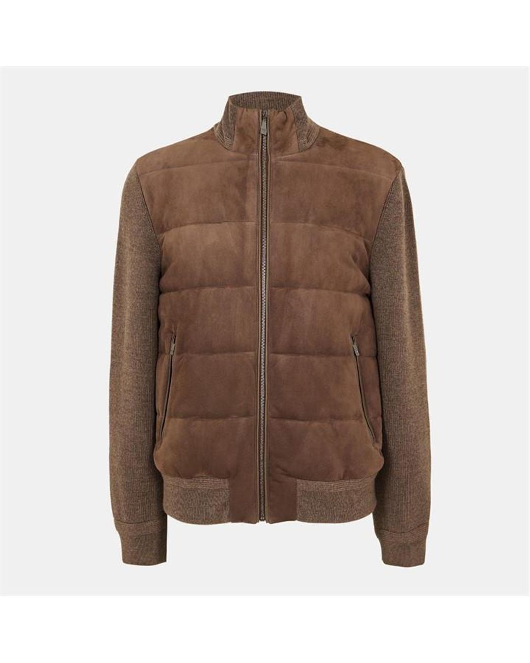 Pal Zileri Brown Structured Leather Jacket for men