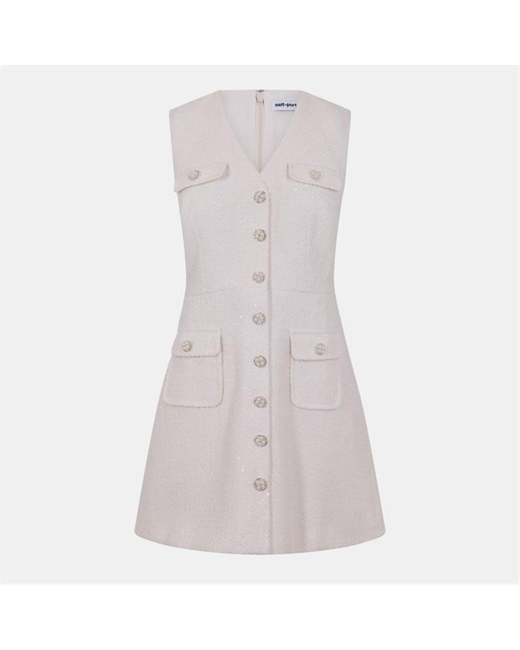 Self-Portrait Gray Tinsel Buckle Mini Dress