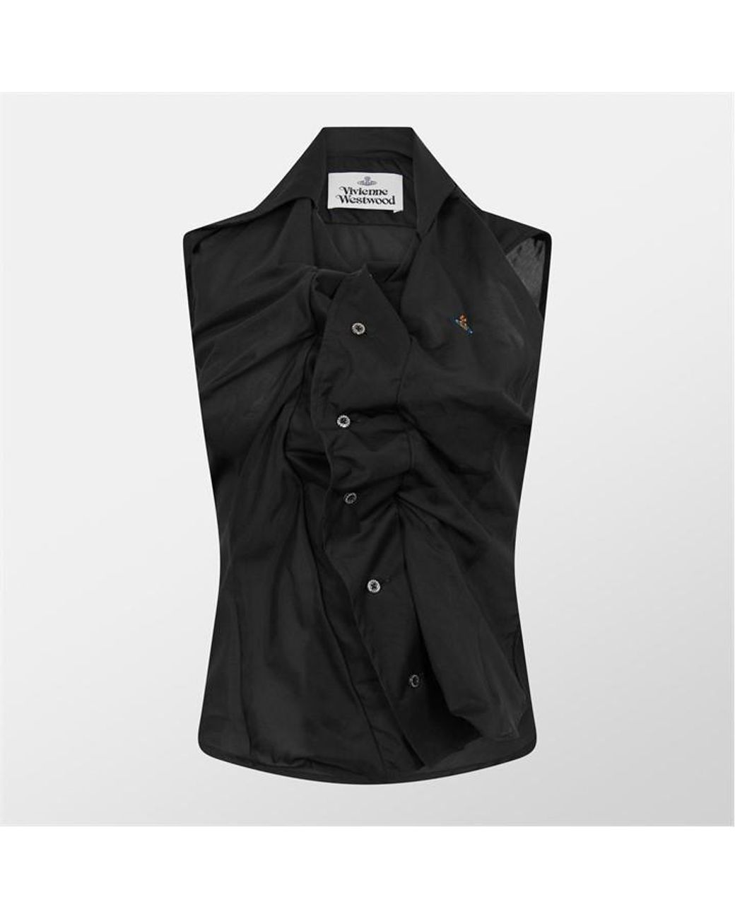 Vivienne Westwood Black Viv Sleeveless Tailored Shirt