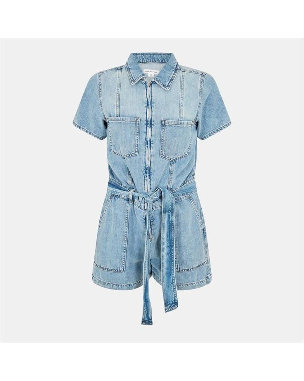 GOOD AMERICAN Blue Linen Lightweight Playsuit