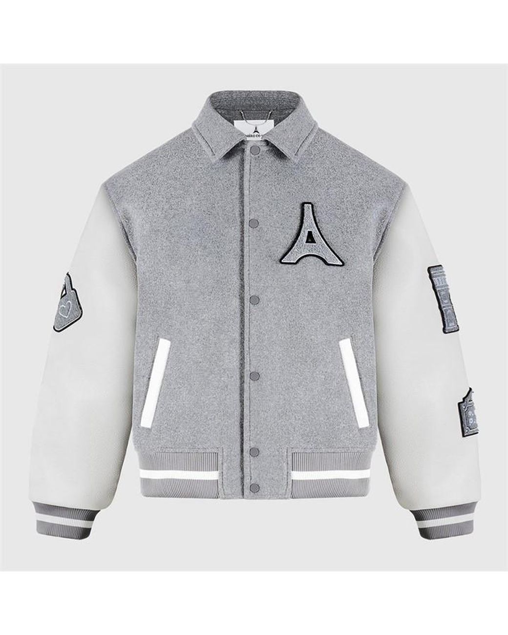 Manière De Voir Gray Mona Lisa Wool Blend Varsity Jacket for men