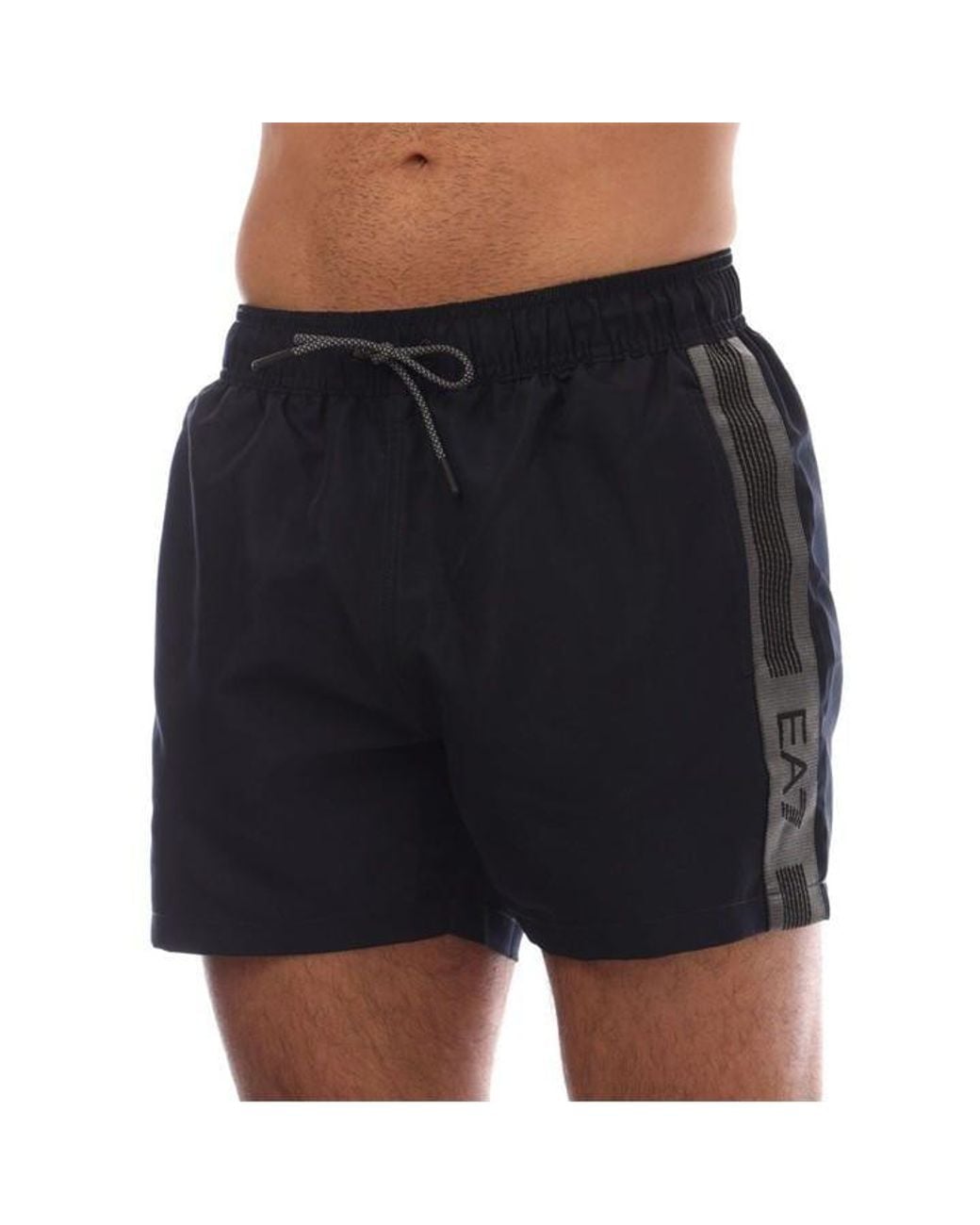 EA7 Black Logo Tape Swim Shorts for men