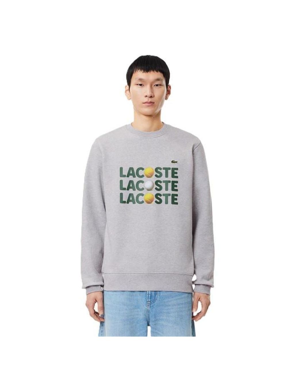 Lacoste Gray Logo Crew Neck Jumper for men
