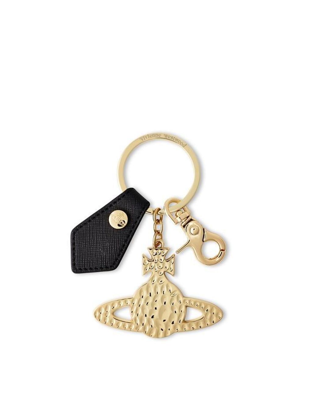 Vivienne Westwood Black Hammered Orb Key Ring for men