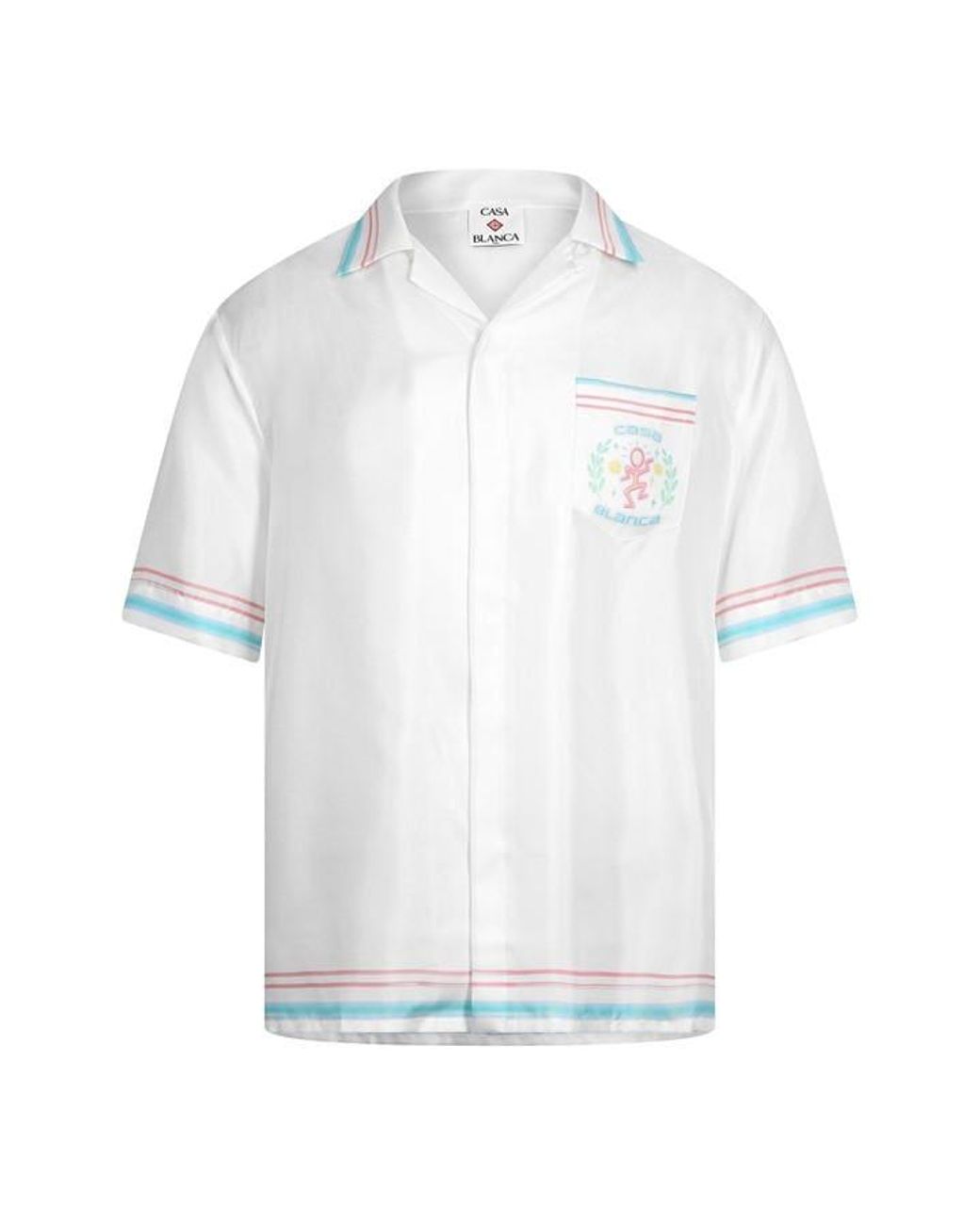 Casablanca White Dance Joy Short Sleeve Bowling Shirt for men