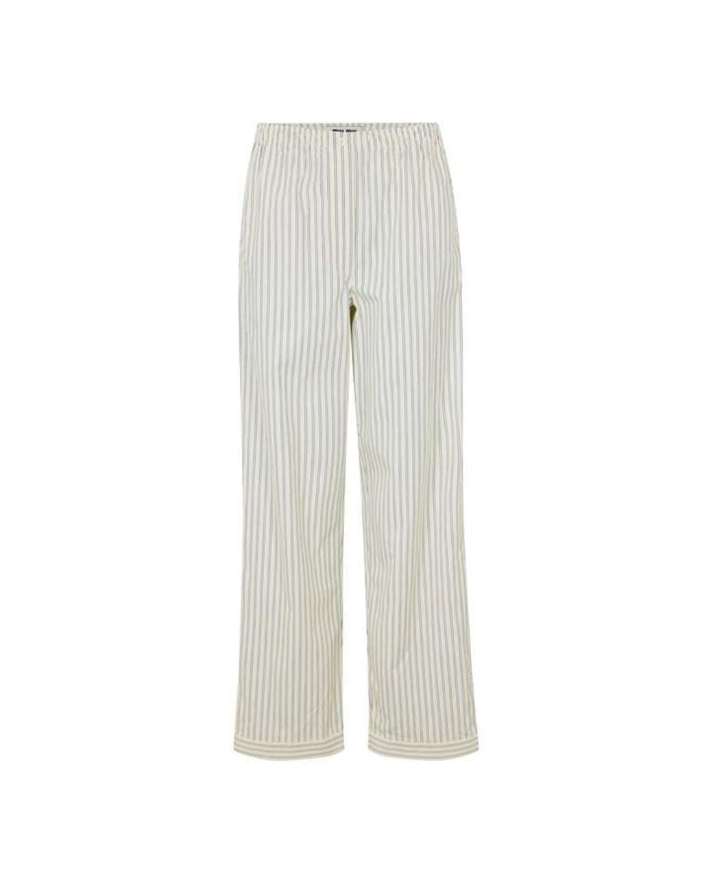 Miu Miu Gray Stripe Pyjama Straight Leg Trousers