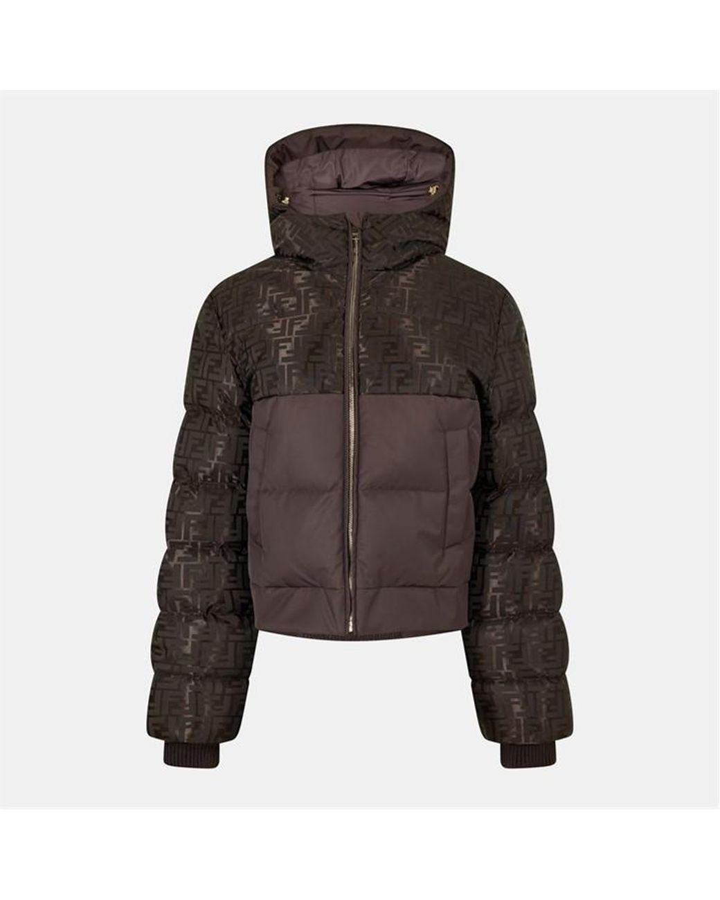 Fendi Brown Ff Nylon Down Jacket