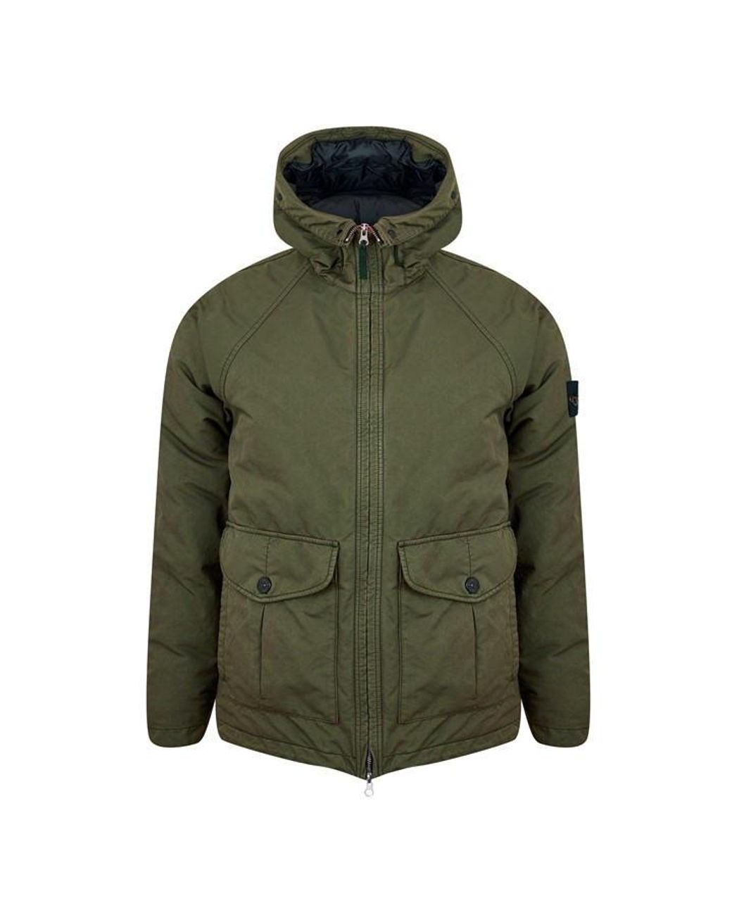 Stone Island Green David-tc Canvas Down Jacket for men