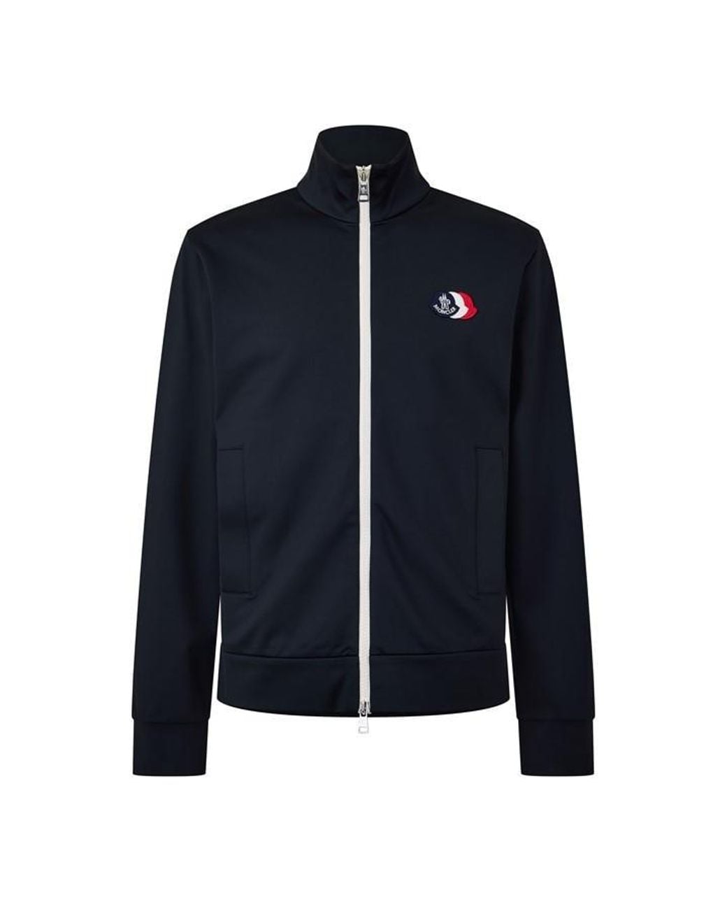 Moncler Blue Stand-Up Collar Sports Knit Jacket for men