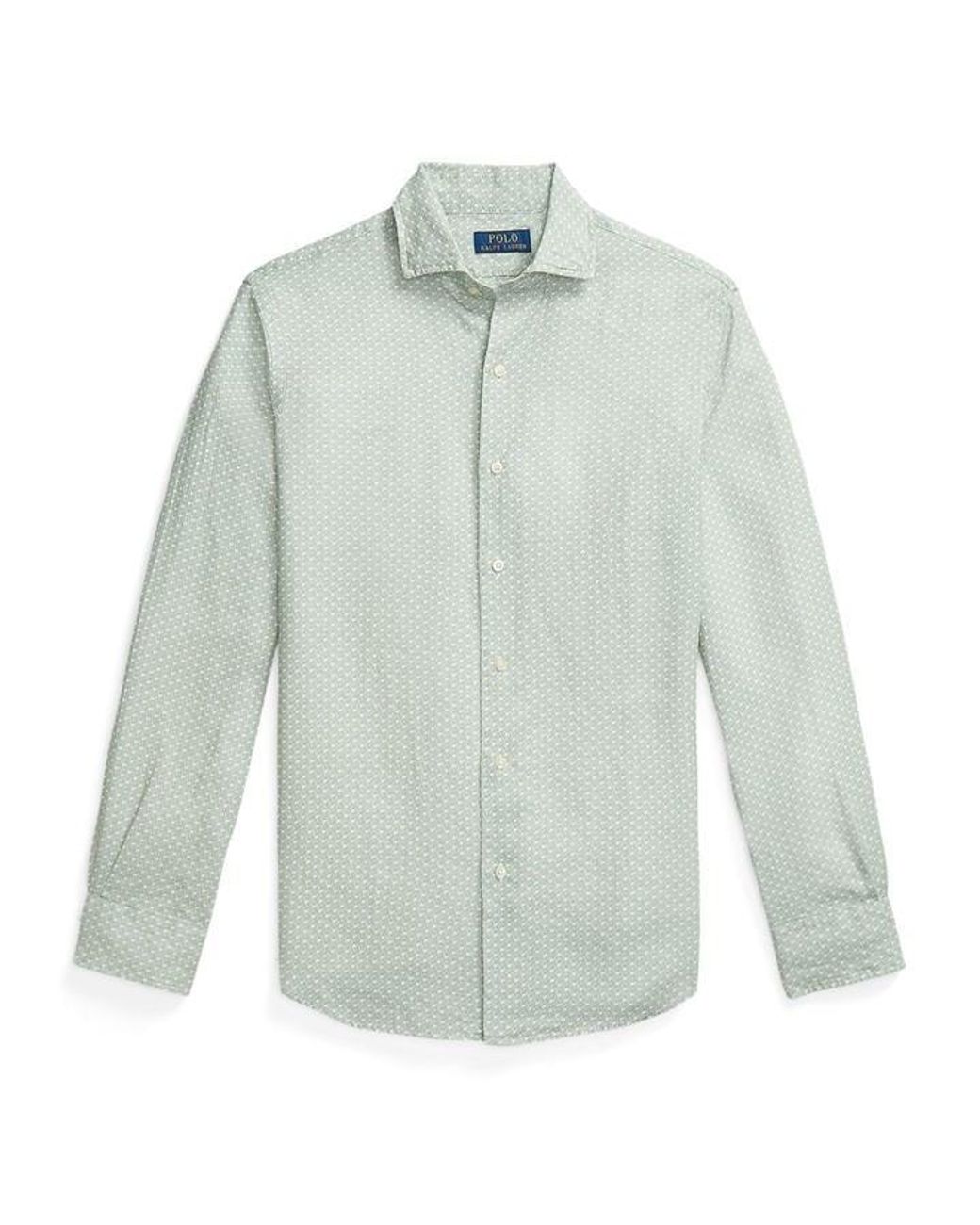 Polo Ralph Lauren Blue Custom Fit Mallet-Print Linen Shirt for men