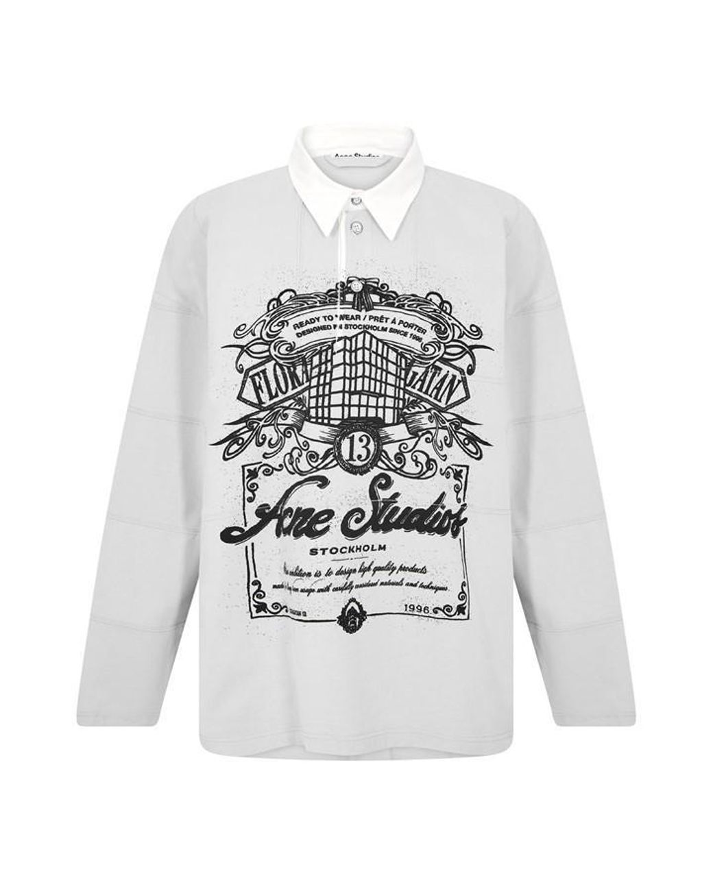Acne Gray Long Sleeve Polo Shirt for men